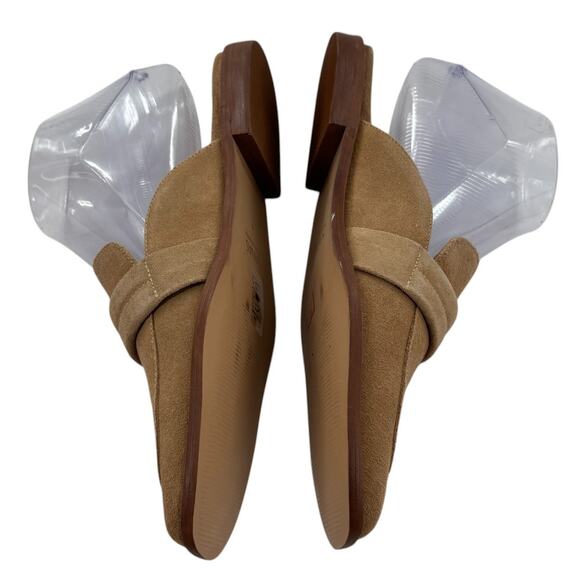 Kaanas Tan Cogno Suede Square Toe Slip On Mules - Picture 8 of 11